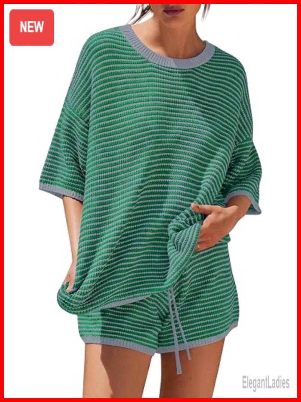 Striped 2 Piece Short Set Lounge Cruise Beach Outfit Pajama